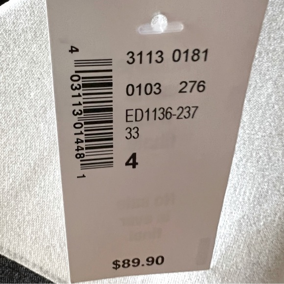 NWT Bodycon Dress in Burgundy, Ivory,  and Black Diagonal Stripe Pattern - Picture 3 of 4